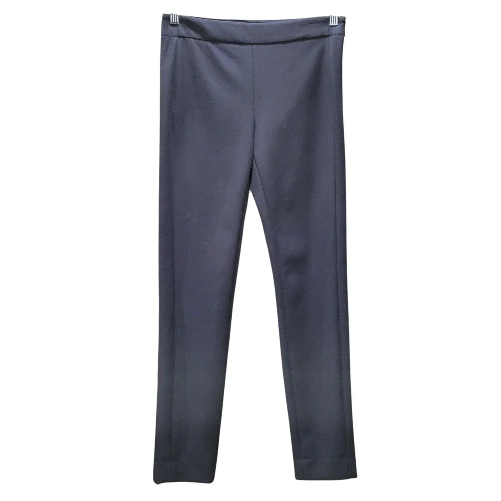 Tory Burch Maude Navy Blue Stretch Ankle Flat Front Cigar Pants Size‎ 2 I376